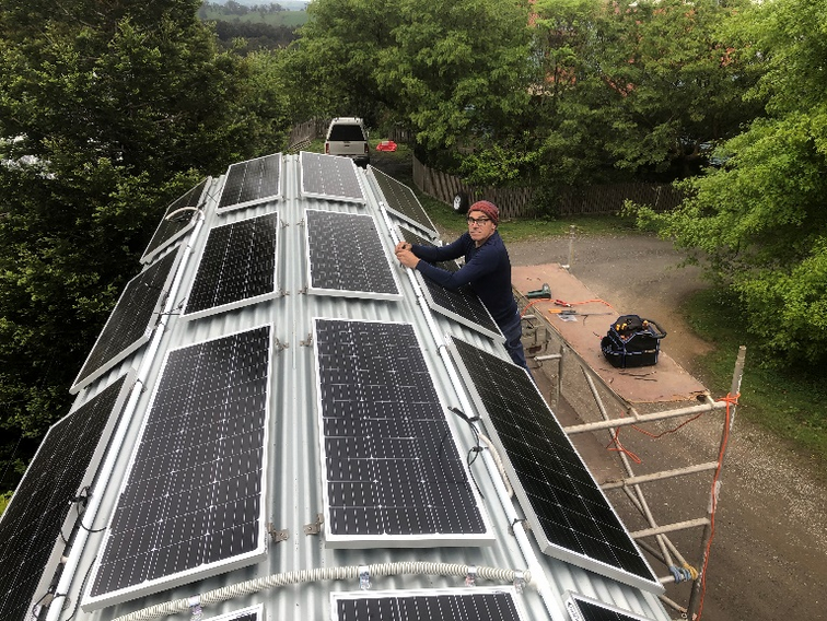 John finalising some solar wiring